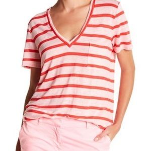 NWT J Crew striped linen v-neck T